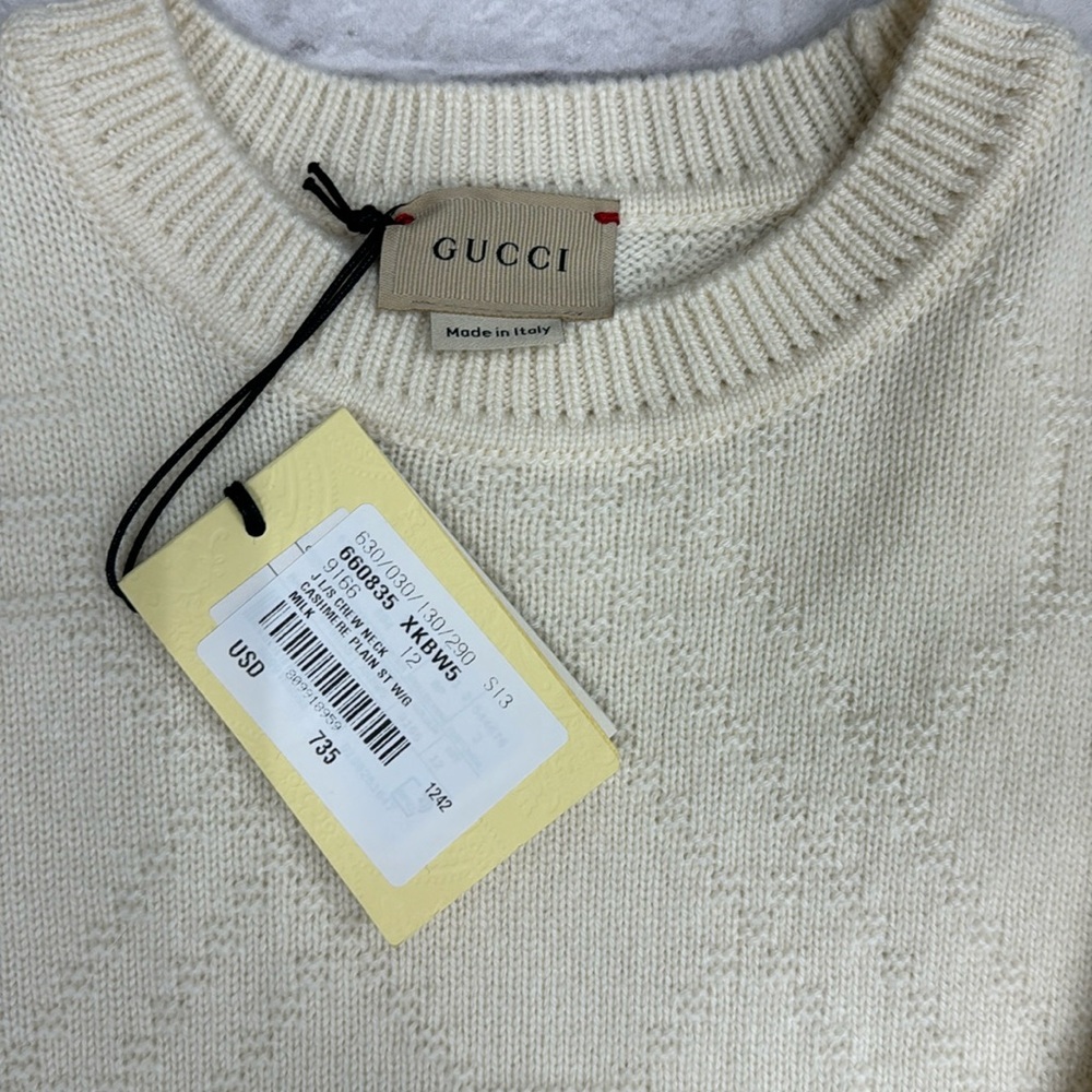 Gucci cream crewneck cashmere sweater no with tags